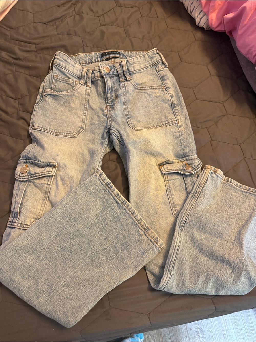 Aeropostale Light Blue Straight-Leg Cargo Jeans